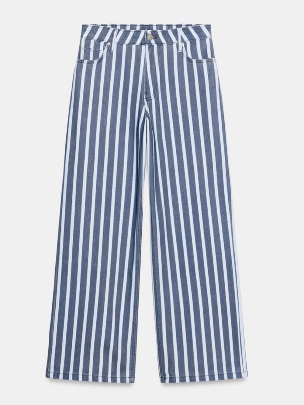 NWT ZARA ZW COLLECTION MID-RISE STRIPED LOOSE FIT JEANS Size 2